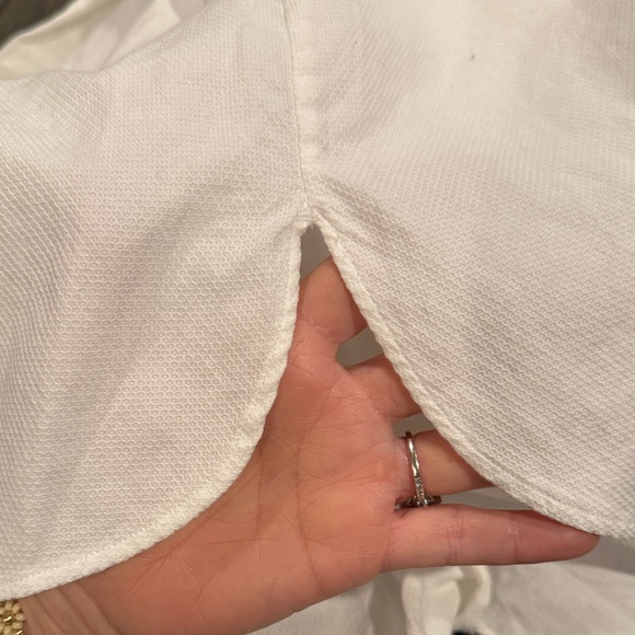 Massimo Dutti Classic White Textured 100% Cotton Button Front Down Shirt Sz 10 - Picture 8 of 12